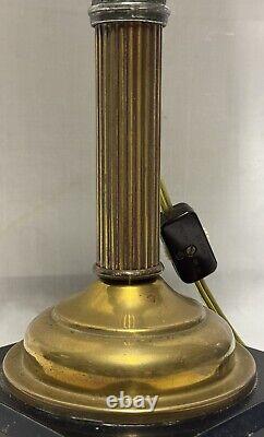 Antique Brass Victorian Banquet Parlor Converted B&H Oil Lamp with Globe 24 MINT