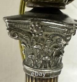 Antique Brass Victorian Banquet Parlor Converted B&H Oil Lamp with Globe 24 MINT