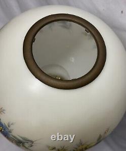 Antique Brass Victorian Banquet Parlor Converted B&H Oil Lamp with Globe 24 MINT