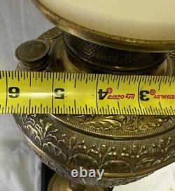 Antique Brass Victorian Banquet Parlor Converted B&H Oil Lamp with Globe 24 MINT