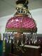 Antique Brass and Hob nail cranberry glass oil lamp- converted to electric