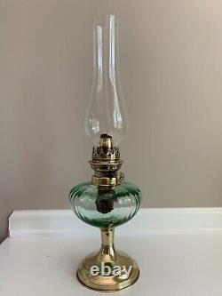 Antique Brevetes Green Glass Oil Lamp 19 Belgian