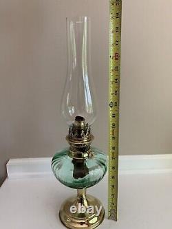 Antique Brevetes Green Glass Oil Lamp 19 Belgian