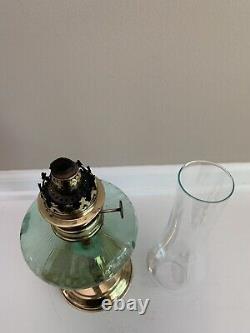 Antique Brevetes Green Glass Oil Lamp 19 Belgian