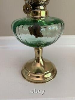 Antique Brevetes Green Glass Oil Lamp 19 Belgian