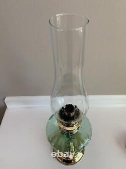 Antique Brevetes Green Glass Oil Lamp 19 Belgian