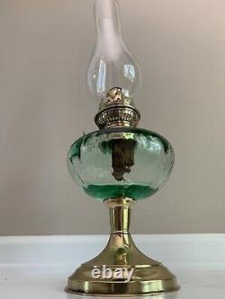 Antique Brevetes Green Glass Oil Lamp 19 Belgian