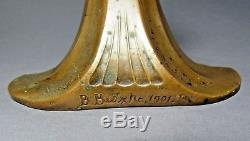 Antique Bronze Oil Lamp or Cigar Lighter by B. BUTZKE Pallme Glass c. 1901 Signed