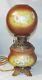 Antique Brown & Yellow GONE WITH THE WIND GWTW WHITE FLORAL Electrified OIL LAMP