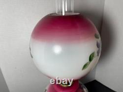 Antique CLIMAX Hand P Floral GWTW 8 Globe Electrified Parlor Table Oil Lamp 22