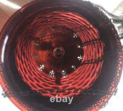 Antique CRANBERRY Glass & Brass Hanging Oil Lamp Large, Rare & Very Nice