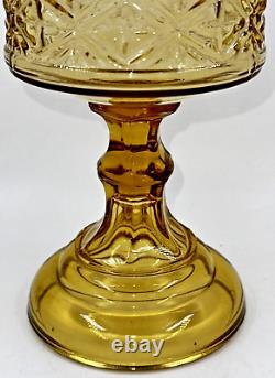 Antique CROSS DIAMOND BAND Amber Glass Kerosene or Oil Stand Lamp THURO 1, 315-h