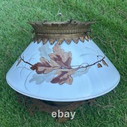 Antique C. 1870s Cast Iron Adjustable Hanging Parlor Oil Kero Lamp Font Eastlake