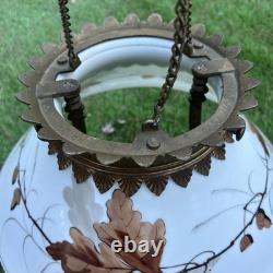 Antique C. 1870s Cast Iron Adjustable Hanging Parlor Oil Kero Lamp Font Eastlake