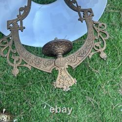 Antique C. 1870s Cast Iron Adjustable Hanging Parlor Oil Kero Lamp Font Eastlake