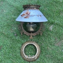 Antique C. 1870s Cast Iron Adjustable Hanging Parlor Oil Kero Lamp Font Eastlake