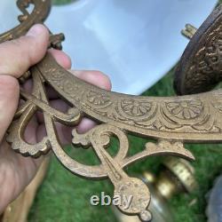 Antique C. 1870s Cast Iron Adjustable Hanging Parlor Oil Kero Lamp Font Eastlake