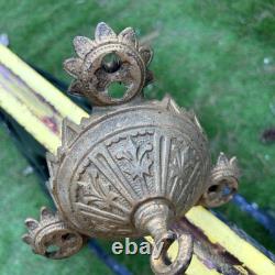 Antique C. 1870s Cast Iron Adjustable Hanging Parlor Oil Kero Lamp Font Eastlake