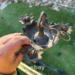 Antique C. 1870s Cast Iron Adjustable Hanging Parlor Oil Kero Lamp Font Eastlake