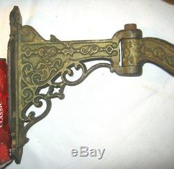 Antique C. 1880 Cast Iron Architectural Oil Lamp Plant Wall Art Holder Bracket