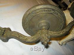 Antique C. 1880 Cast Iron Architectural Oil Lamp Plant Wall Art Holder Bracket