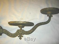 Antique C. 1880 Cast Iron Architectural Oil Lamp Plant Wall Art Holder Bracket