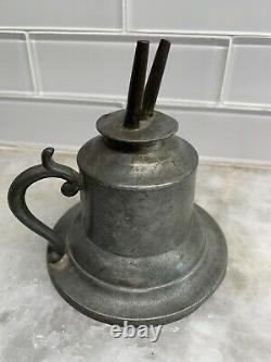 Antique Camphene Oil Finger Lamp Primitive Americana