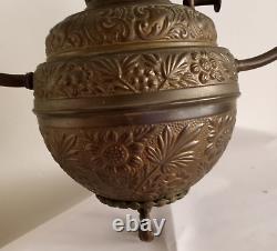 Antique Cast Bronze 1880s Bradley & Hubbard Electric Converted Hanging Oil Lamp