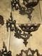 Antique Cast Iron Double Oil Lamp Wall Mount with Mounting Piece, Set Of 3
