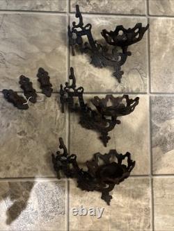 Antique Cast Iron Double Oil Lamp Wall Mount with Mounting Piece, Set Of 3