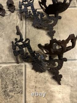Antique Cast Iron Double Oil Lamp Wall Mount with Mounting Piece, Set Of 3