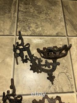 Antique Cast Iron Double Oil Lamp Wall Mount with Mounting Piece, Set Of 3