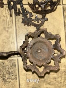 Antique Cast Iron Double Oil Lamp Wall Mount with Mounting Piece, Set Of 3