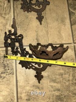 Antique Cast Iron Double Oil Lamp Wall Mount with Mounting Piece, Set Of 3