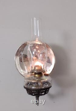 Antique Cast Iron Eastlake Stover Wall Mount Oil Lamp Sconce with 9 Reflector