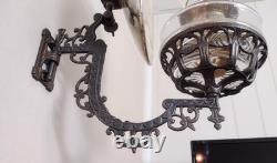 Antique Cast Iron Eastlake Stover Wall Mount Oil Lamp Sconce with 9 Reflector
