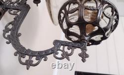 Antique Cast Iron Eastlake Stover Wall Mount Oil Lamp Sconce with 9 Reflector