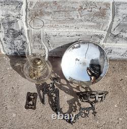 Antique Cast Iron Eastlake Stover Wall Mount Oil Lamp Sconce with 9 Reflector