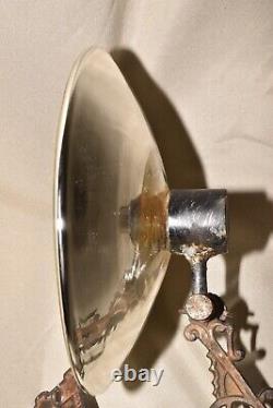Antique Cast Iron Oil Lamp Wall Bracket Mercury Reflector Pat 1881