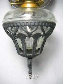 Antique Cast Iron Wall Mount Bracket Oil Lamp with Mercury Reflector