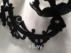 Antique Cast Iron Wall Mount P&A Oil Kerosene Lamp Mercury Reflector Ornate