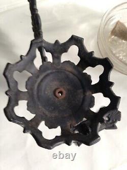 Antique Cast Iron Wall Mount P&A Oil Kerosene Lamp Mercury Reflector Ornate