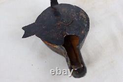 Antique Cast Metal Whale Oil Betty Lamp Hanging Wall Mount with Spike