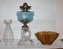 Antique Cathedral Oil Lamp With Dots & Daisy Shade Oil Lamp