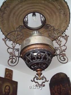 Antique Chandelier Oil Lamp Astral-Lampe 40''' Austria 1880