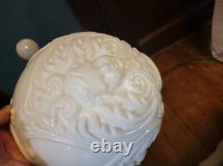 Antique Cherub Electric Oil Lantern Lamp Milk Glass Globe Large Gwtw Hurricane