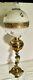 Antique Cherub Figural GWTW Oil Lamp Banquet Parlor Figurine Lamp Large Globe