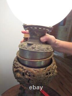 Antique Cherub Oil Lamp Ornate Parlor Banquet Candle Light Spelter or Bronze