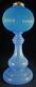 Antique Clambroth / Opaline Blue Glass Kerosene / Oil Lamp Turquoise Ribbed Font