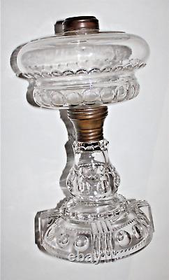 Antique Clear Glass Kings Crown Victorian Oil Lamp / Lamp Only